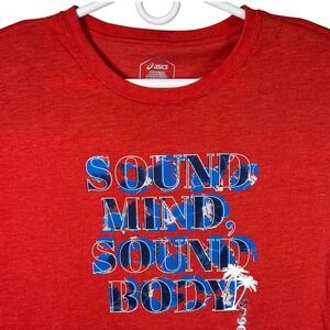 ASICS Men's 3XL Red Sound Mind Sound Body Graphic T-Shirt Tee Standout